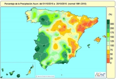 Los primeros 20 días del año hidrológico duplican las precipitaciones normales en Extremadura