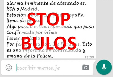 ¿Alertas sobre amenazas terroristas en España vía whatsapp? ¡Desconfía, son bulos!