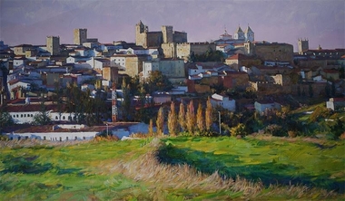 El artista Alfonso Barriga expone sus paisajes urbanos en El Gran Café de Cáceres