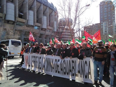 Cientos de personas se manifiestan frente al Ministerio de Industria en defensa de la mina de Aguablanca