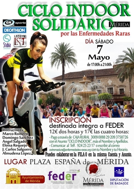 Un maratón de Ciclo Indoor Solidario recaudará fondos en Mérida a beneficio de las enfermedades raras