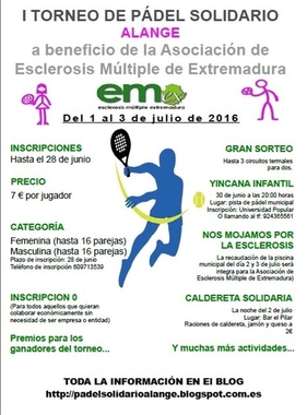 Un torneo de pádel en Alange recaudará fondos para la asociación de Esclerosis Múltiple de Extremadura