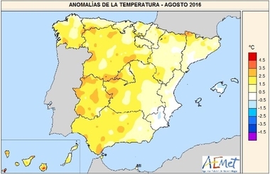 El mes de agosto ha sido 1,3C más caluroso de lo normal y 