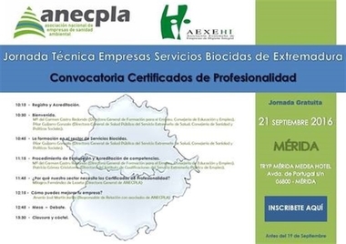 Una jornada técnica abordará este miércoles en Mérida la situación de la Sanidad Ambiental en Extremadura