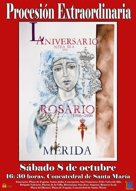 Una procesión extraordinaria conmemorará en Mérida el 50 aniversario de la bendición de la Virgen del Rosario