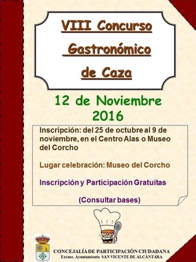 San Vicente de Alcántara (Badajoz) prepara el VII Concurso de Gastronomía de Carne de Caza
