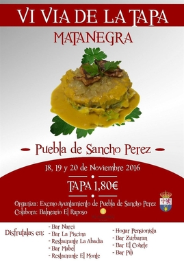La 'VI Vía de la Tapa Matanegra' de Puebla de Sancho Pérez (Badajoz) contará con un premio al 'Peregrino Tapeador'