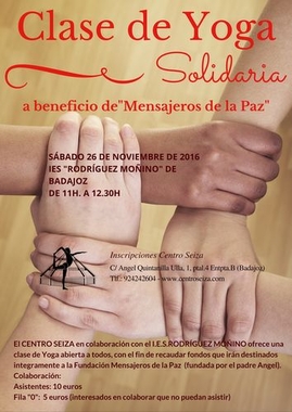 El centro Seiza ofrecerá en Badajoz una clase solidaria de yoga en beneficio de Mensajeros de la Paz