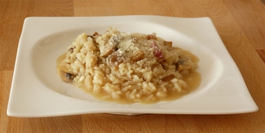 Arroz caldosito con champiñones