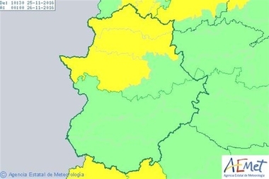 El norte de la provincia de Cáceres, en alerta amarilla este viernes por lluvias, nieve y viento