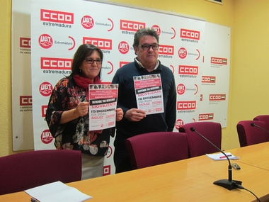 CCOO y UGT se concentrarán este jueves en Cáceres y Badajoz para 'recuperar los derechos' de los trabajadores