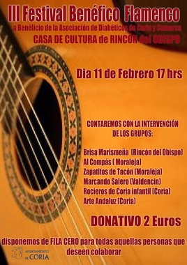 Un festival flamenco recaudará dinero para la Asociación de Diabéticos de la comarca de Vegas del Alagón