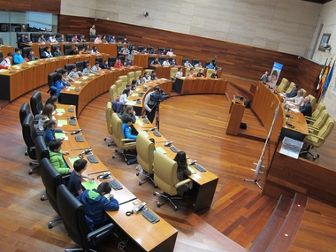 Alumnos de dos colegios extremeños participan en un pleno infantil en la Asamblea contra el acoso escolar