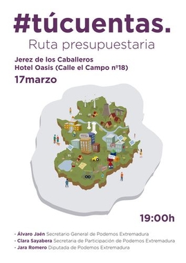 La Ruta presupuestaria #TúCuentas arranca esta tarde en Jerez de los Caballeros
