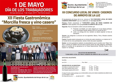 La XII Fiesta Gastronómica de Arroyo de la Luz (Cáceres) promocionará productos como la morcilla fresca y el vino casero