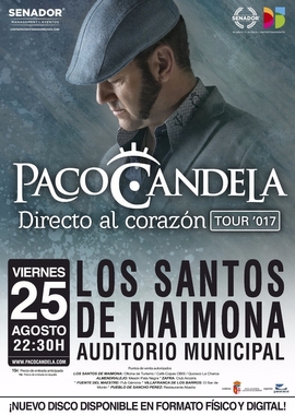 Paco Candela actuará el próximo 25 de agosto en la Fiesta de la Vendimia de Los Santos de Maimona (Badajoz)