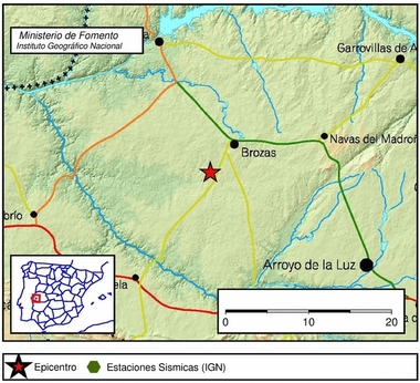 Brozas registra un terremoto de 1,6 grados en la escala Richter
