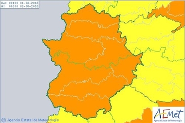 Extremadura permanece este miércoles en alerta naranja por máximas de hasta 41 grados