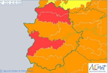 Las Vegas del Guadiana, el Tajo y Alagón y norte de Cáceres, en alerta roja este viernes por temperaturas de 44 grados