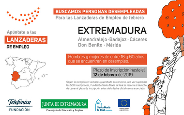 Últimos días para inscribirse en las nuevas Lanzaderas de Empleo de Almendralejo, Badajoz, Cáceres, Don Benito y Mérida