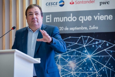 El presidente de la Junta de Extremadura aboga por la sostenibilidad del sistema público de pensiones