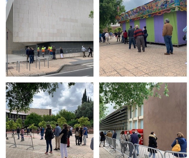 Ambiente tranquilo en el ensayo de lo que será la vacunación masiva contra el Covid en el Palacio de Congresos de Cáceres