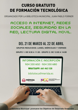 El Curso de formación tecnológica en la Biblioteca Municipal comienza el próximo lunes