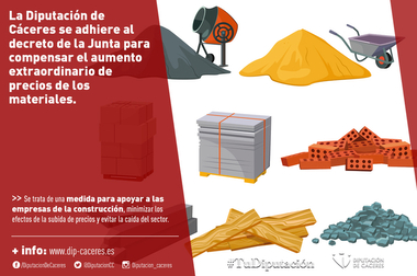 La Diputación de Cáceres se adhiere al decreto de la Junta para compensar el aumento extraordinario de precios de los materiales
