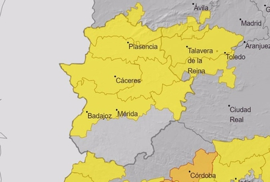 La provincia de Cáceres y parte de Badajoz estarán en riesgo por altas temperaturas este martes