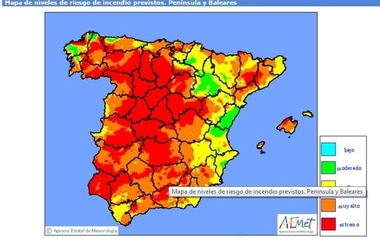 Extremadura se encuentra en riesgo extremo de incendios forestales