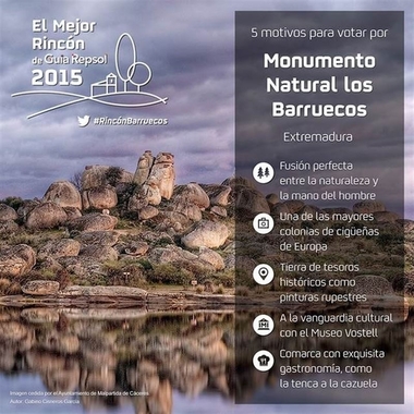  El Monumento Natural de Los Barruecos, finalista de 'El Mejor Rincón 2015' de la Guía Repsol