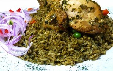 Arroz verde con pollo