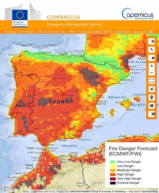 Monfrage, el Valle del Ebro y la mitad Sur de Portugal, en riesgo de incendios forestales