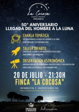 La Diputación de Badajoz celebra el 50 aniversario de la llegada del hombre a la luna con una jornada astronómica en La Cocosa
