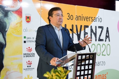 Fernandez Vara defiende la Feria del Toro de Olivenza como un evento de referencia a nivel internacional